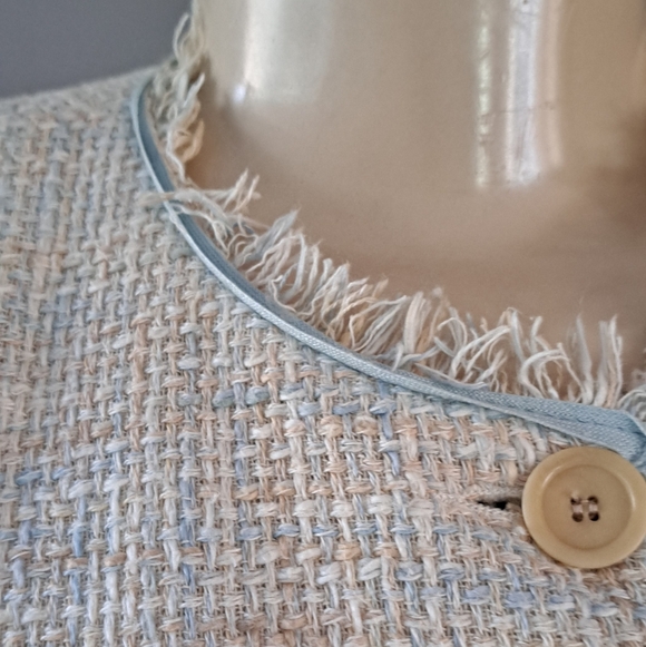 Vintage Neiman Marcus Exclusive Tweed Skirt Suit Set Size 8 Fringe - Picture 9 of 10